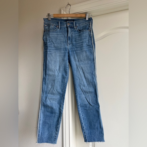 CALVIN KLEIN Slim Skinny High Rise Piped Denim Ankle Jeans - Picture 1 of 5